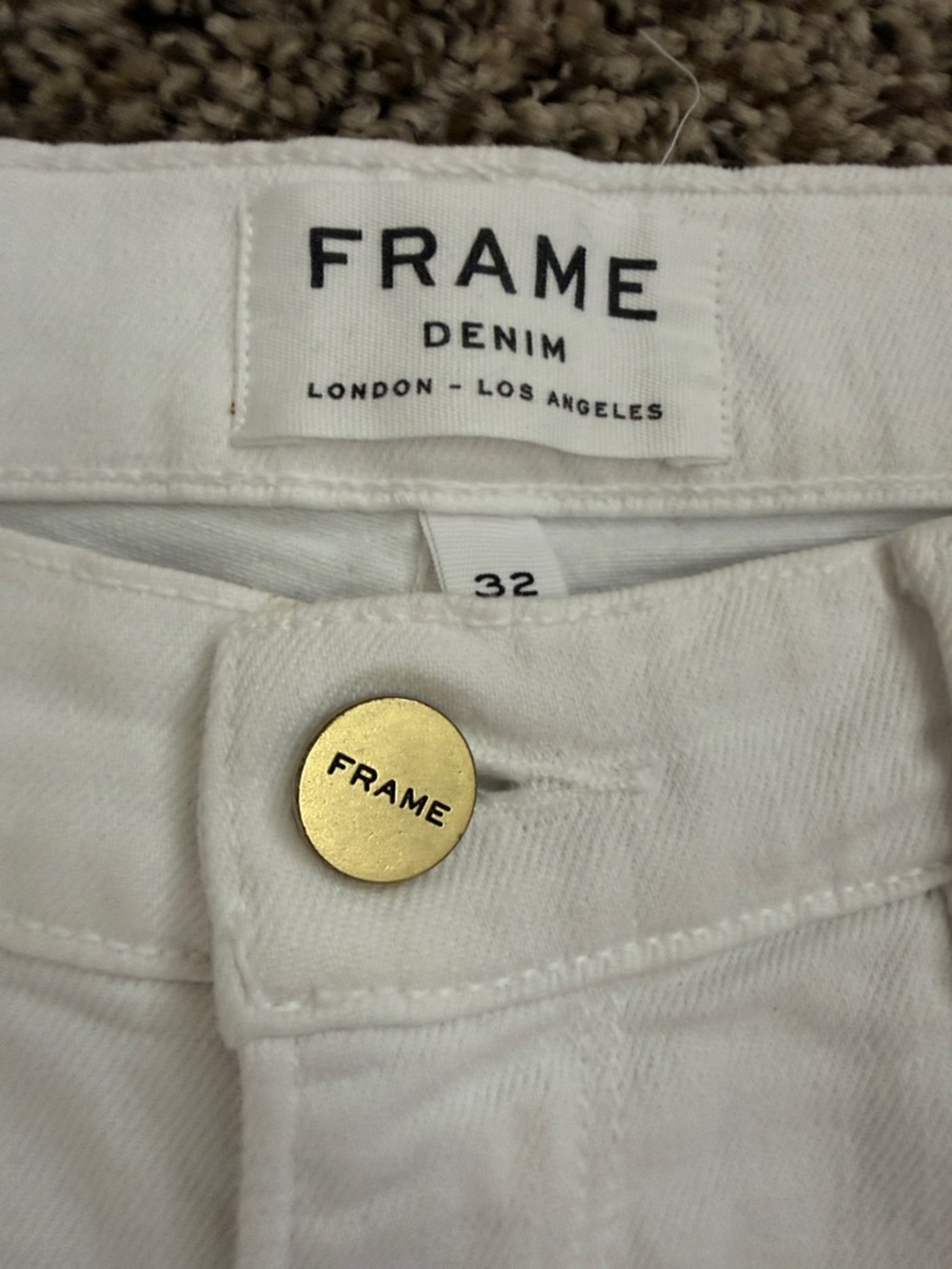 Frame White Jeans Flare Denim Size 32 Forever Karlie Womens Gold Button - Picture 6 of 9